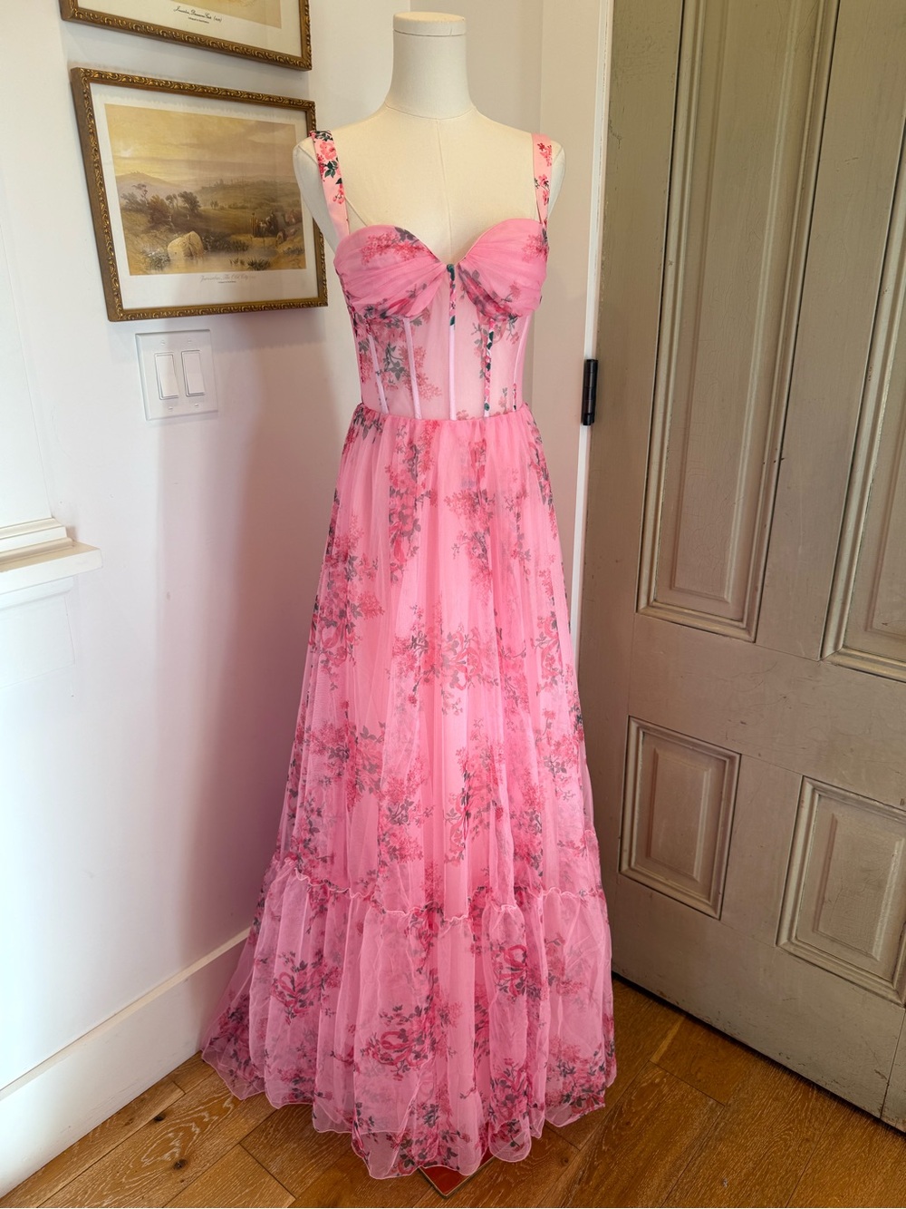 Pink Floral Tulle Ballgown - Picture 10 of 11